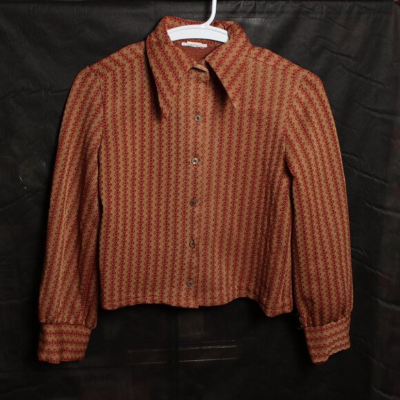 Vintage 70s Geometric Print Button Down Size S - Picture 6 of 10